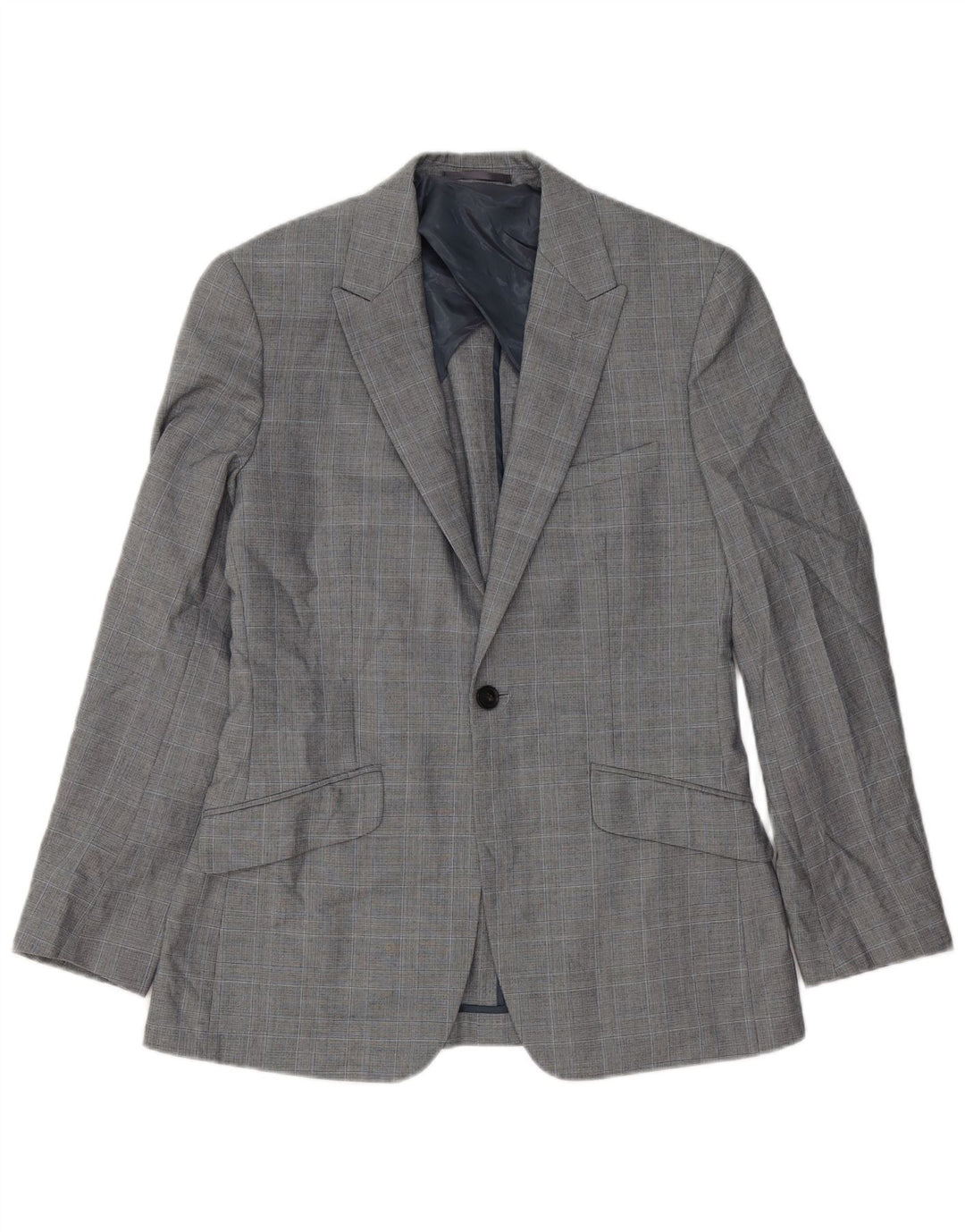 Jaqueta Blazer Masculina Reiss com 1 Botão Reino Unido 36 Pequena Xadrez Cinza