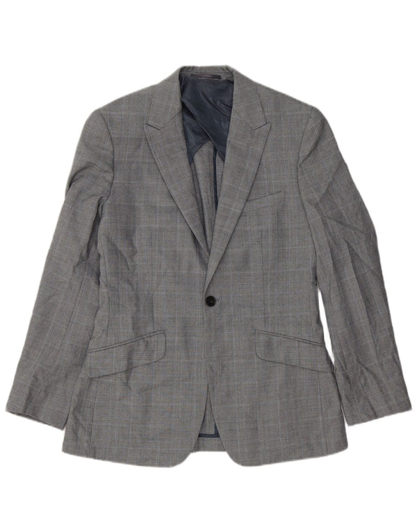 Jaqueta Blazer Masculina Reiss com 1 Botão Reino Unido 36 Pequena Xadrez Cinza