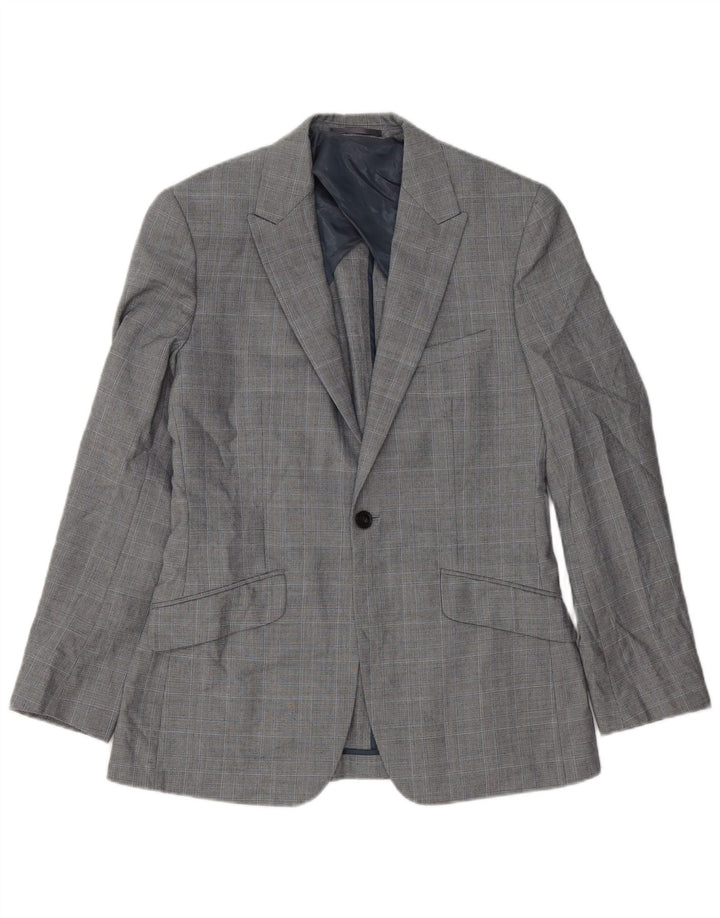 Jaqueta Blazer Masculina Reiss com 1 Botão Reino Unido 36 Pequena Xadrez Cinza