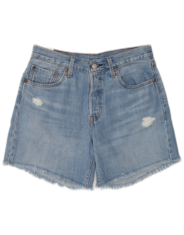 Shorts jeans feminino Levi's 501 desgastado W27 pequeno algodão azul