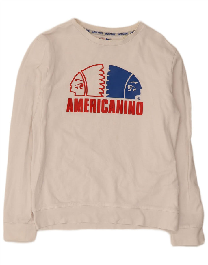 Suéter gráfico feminino Americanino UK 12 algodão branco médio