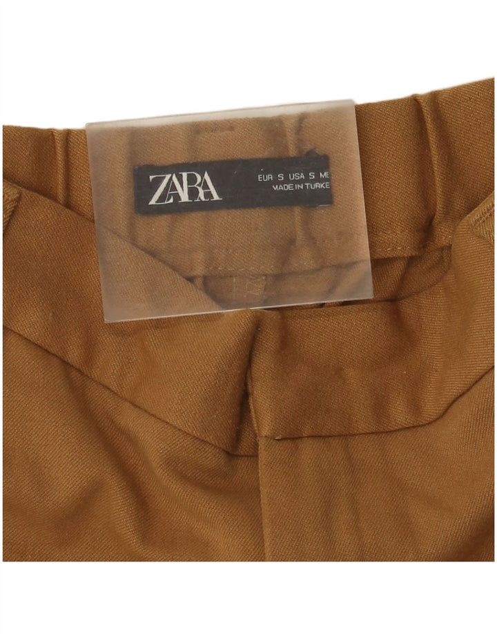 Zara Calça feminina cortada pequena W26 L24 marrom