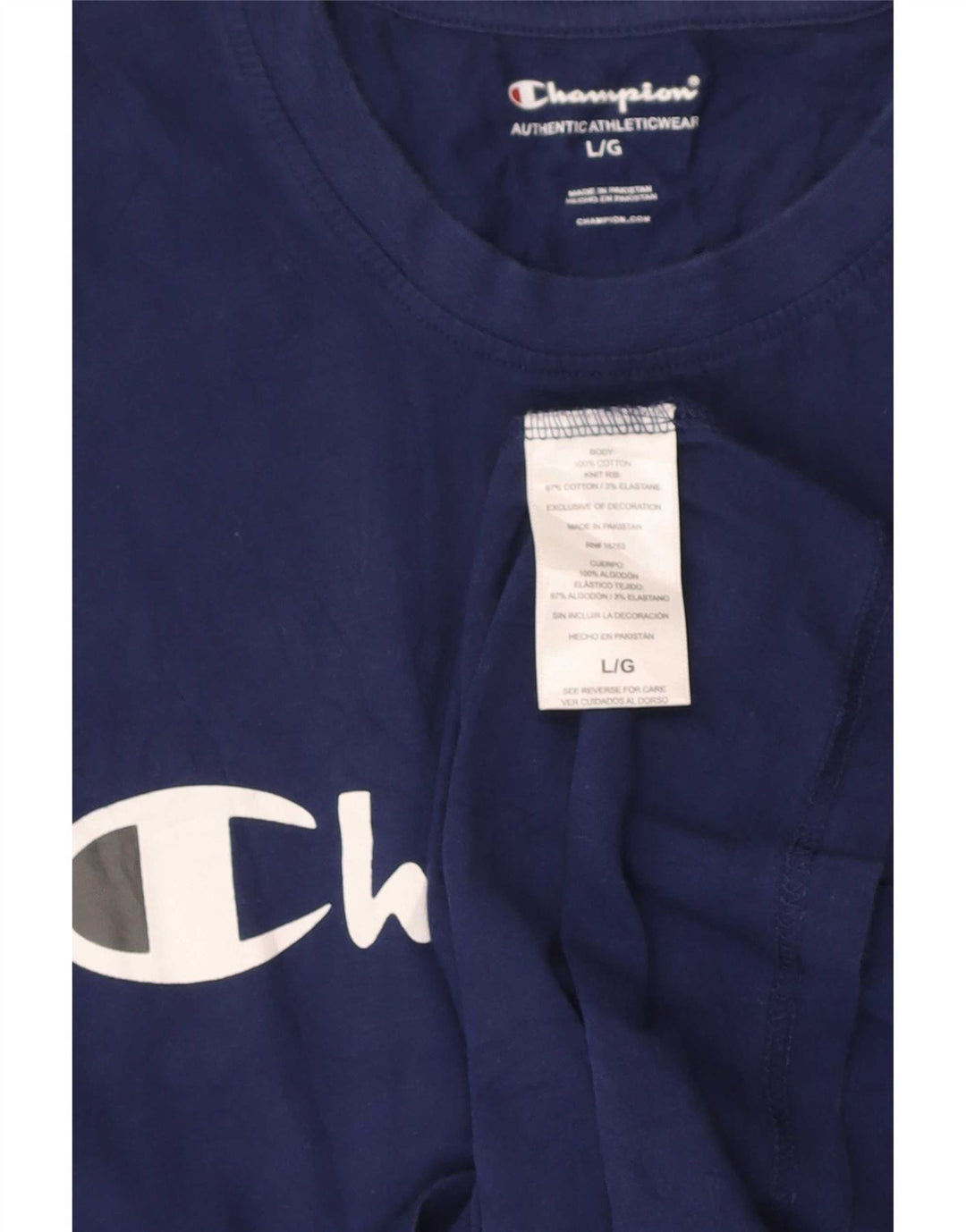 Camiseta masculina estampada Champion grande algodão azul marinho