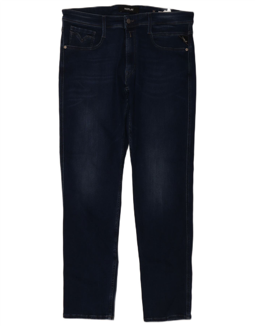 Replay Mens Slim Jeans W36 L32 Azul Marinho Algodão