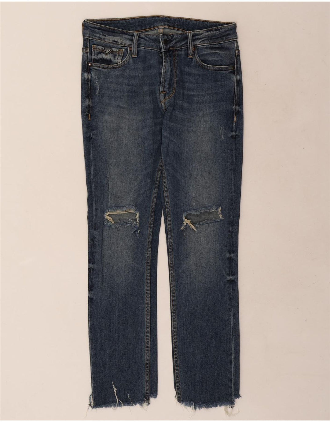 Guess Jeans femininos desgastados slim W30 L29 azul