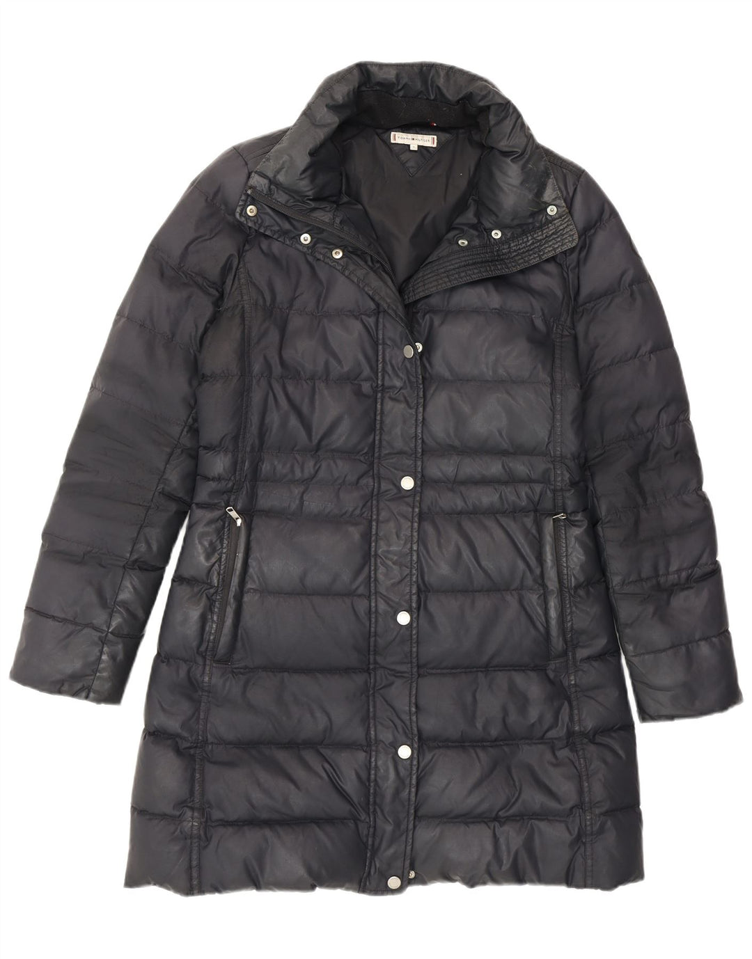Casaco acolchoado feminino Tommy Hilfiger UK 10 pequeno poliéster cinza