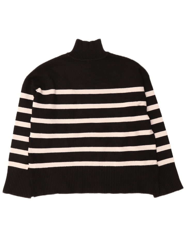 Suéter feminino Zara com gola tartaruga grande e listrado preto pequeno Reino Unido 10