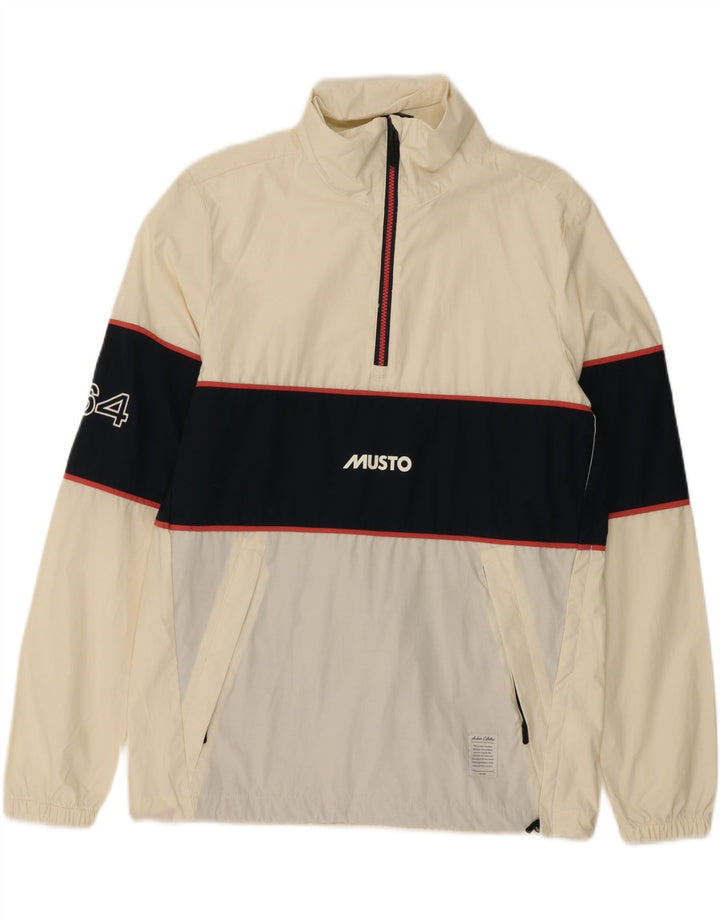 Musto Mens Gráfico Pulôver Treino Top Jaqueta Médio Branco Colorblock