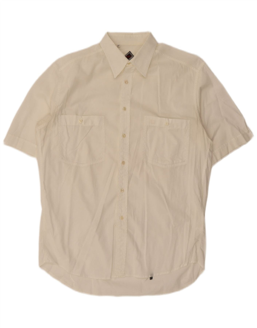 Camisa masculina de manga curta Ungaro tamanho 40 15 3/4 médio branco