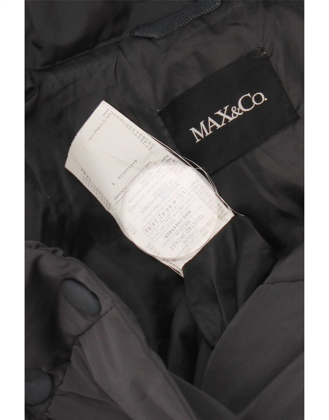Jaqueta acolchoada masculina Max & Co. UK 14 grande poliéster azul marinho
