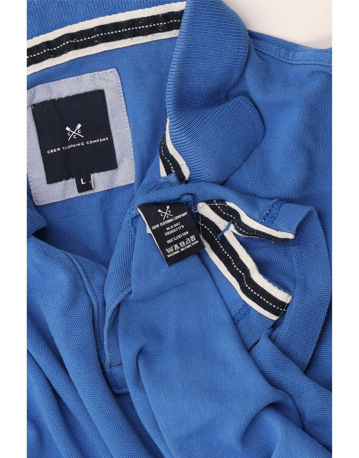 Camisa polo masculina Crew Clothing grande algodão azul