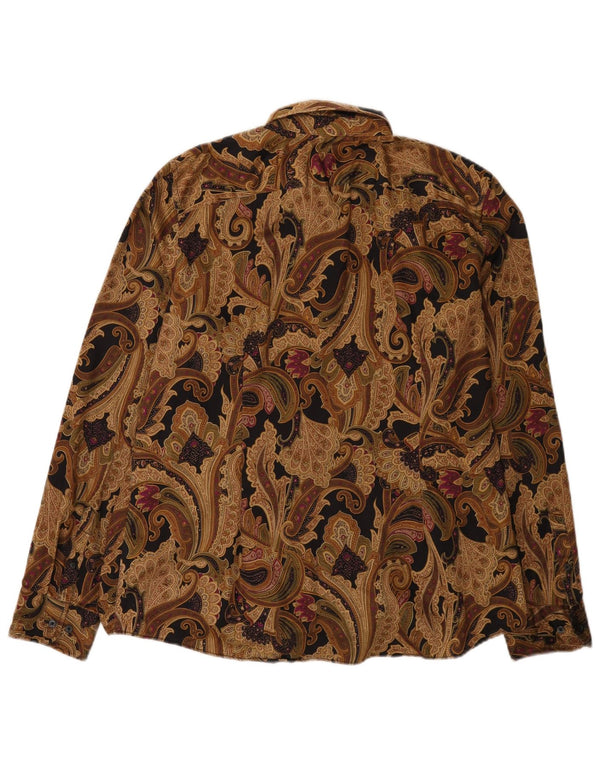 Camisa feminina Chaps UK 18 XL marrom paisley algodão