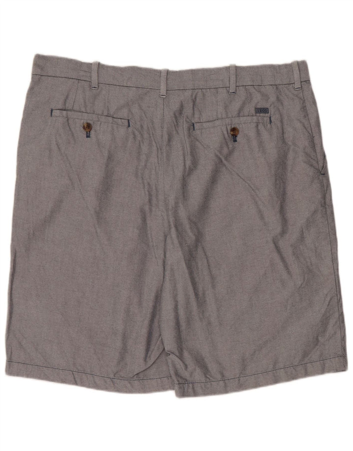 Izod Mens Chino Shorts W38 XL Algodão Cinza
