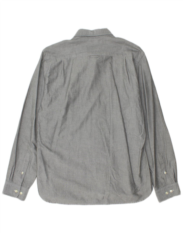 Camisa justa masculina Gant 15-16 anos grande algodão manchado cinza