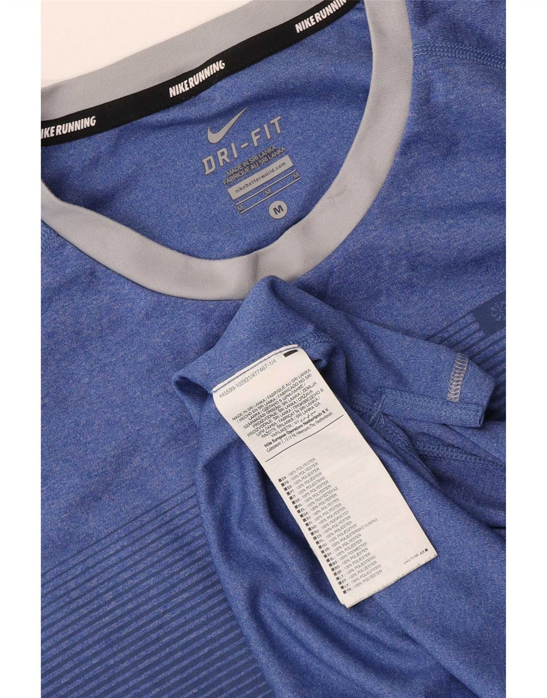 Nike Mens Dri Fit Camiseta Top Médio Azul Listrado Poliéster