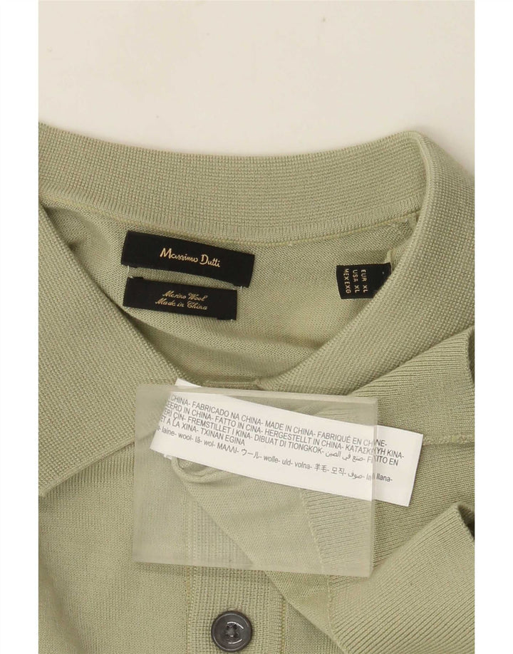 Suéter masculino Massimo Dutti com gola polo e lã verde XL