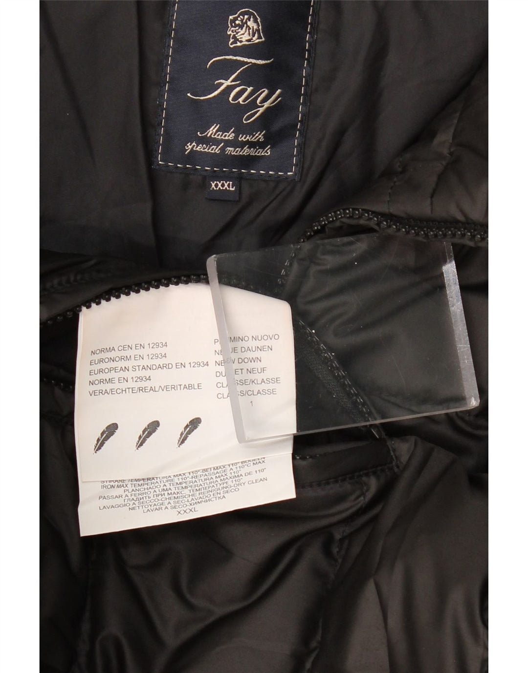 Jaqueta acolchoada masculina FAY UK 46 3XL poliéster preto