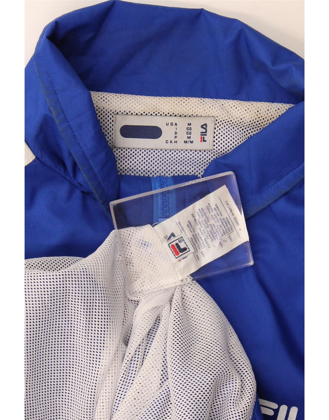 Jaqueta de chuva masculina Fila UK 38 poliéster colorblock azul médio