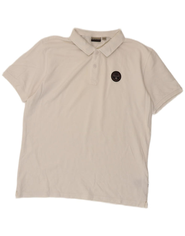 Camisa pólo geográfica masculina NAPAPIJRI XL algodão branco