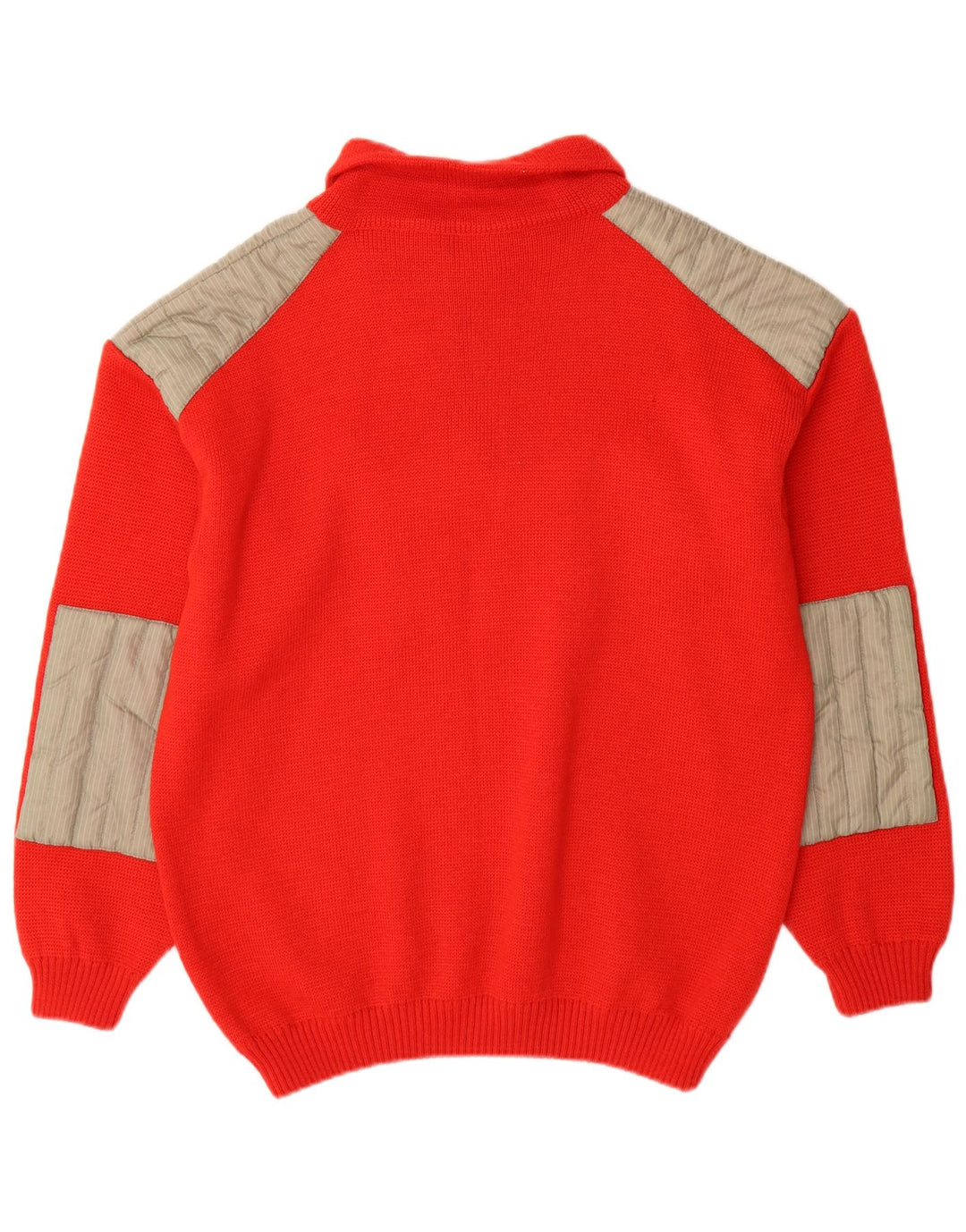 Suéter masculino Volkl com zíper e gola IT 52 grande lã colorblock vermelha