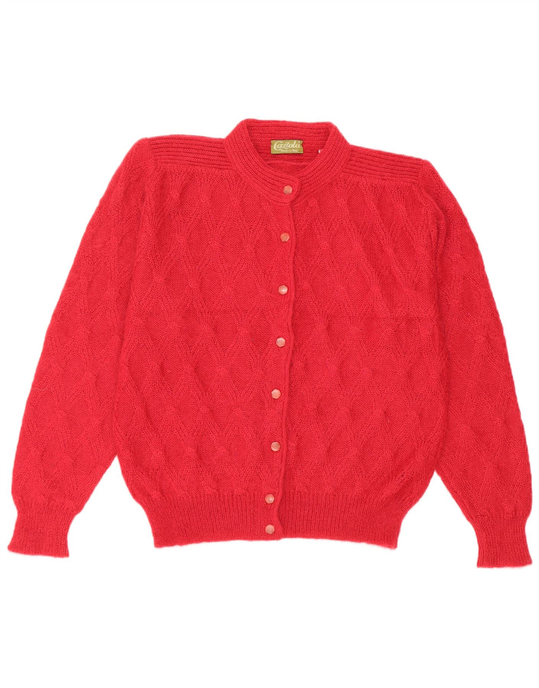 Suéter cardigã feminino vintage IT 44 mohair vermelho médio