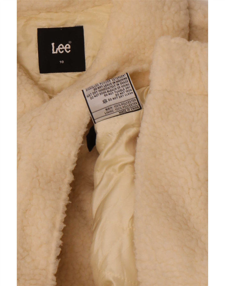 Jaqueta bomber feminina Lee Teddy Crop US 10 grande poliéster branco