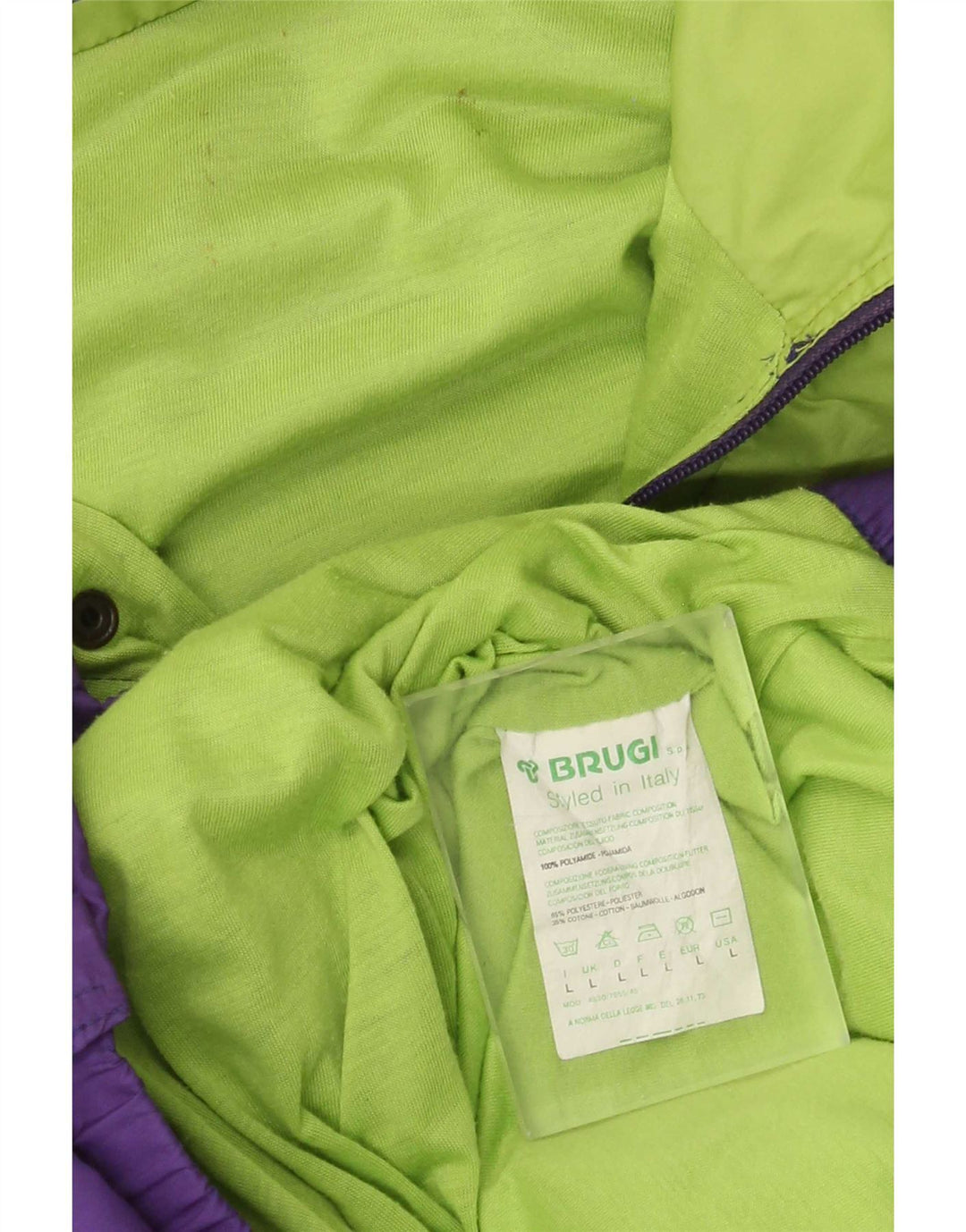 Jaqueta de chuva masculina Brugi UK 40 grande roxo Colourblock poliamida