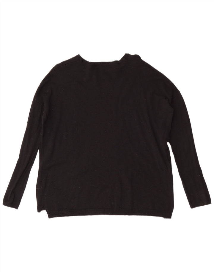 Zara Suéter feminino oversized com gola canoa Reino Unido 14 médio preto