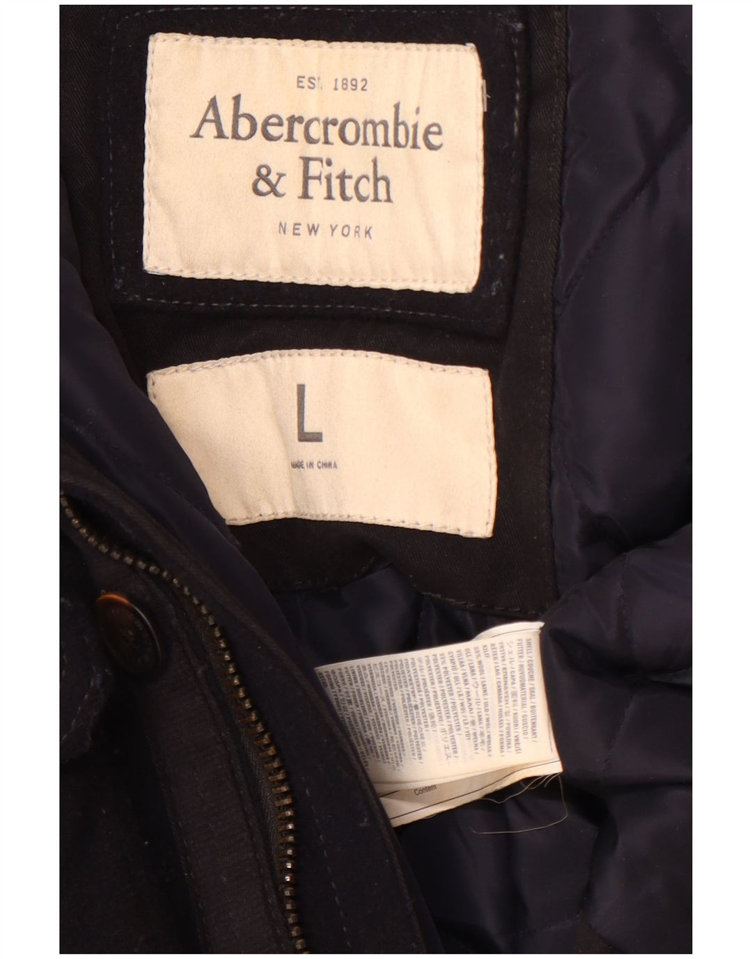 Jaqueta militar masculina Abercrombie & Fitch Reino Unido 40 grande lã azul marinho