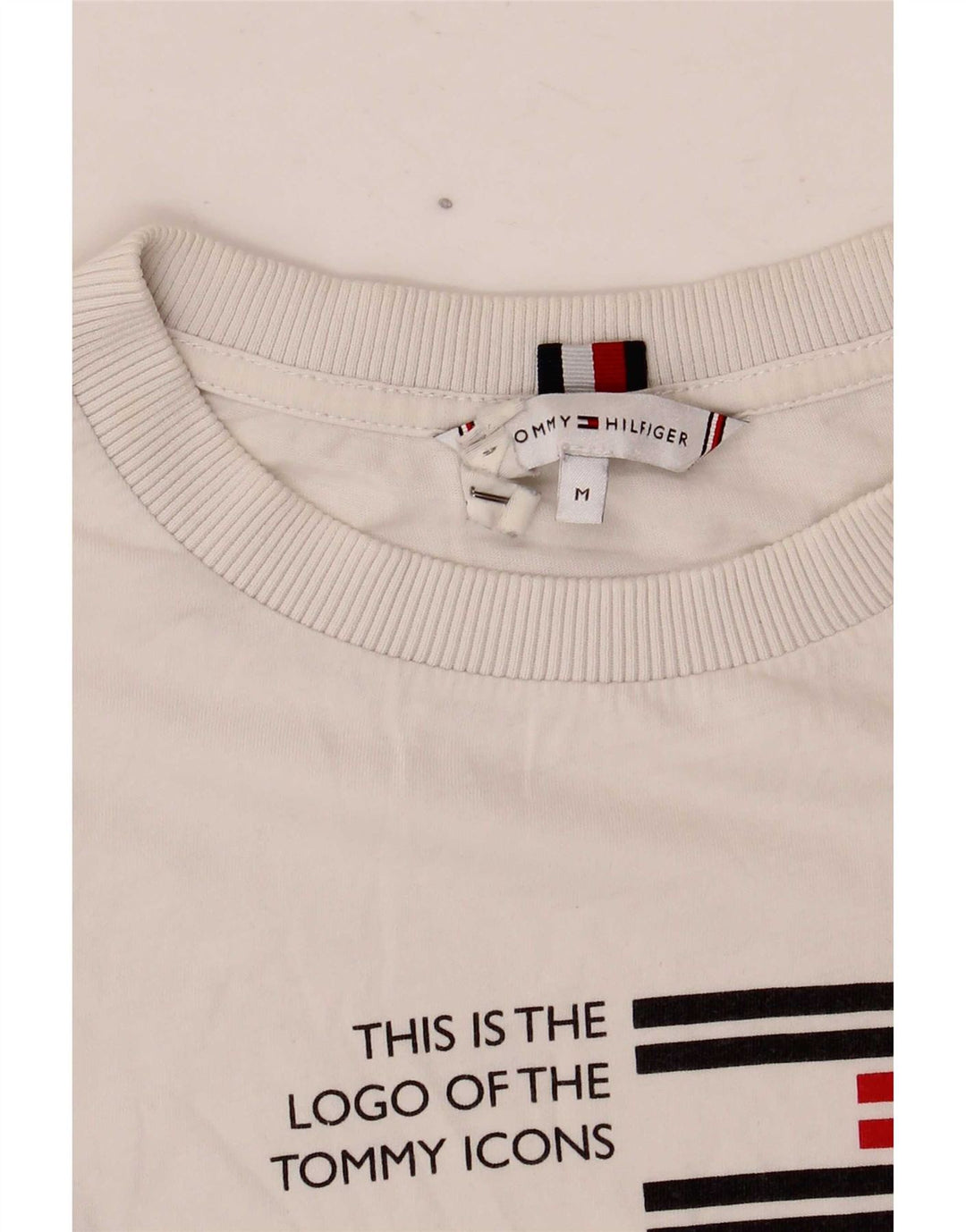 Tommy Hilfiger Camiseta feminina gráfica Top UK 14 Médio Branco