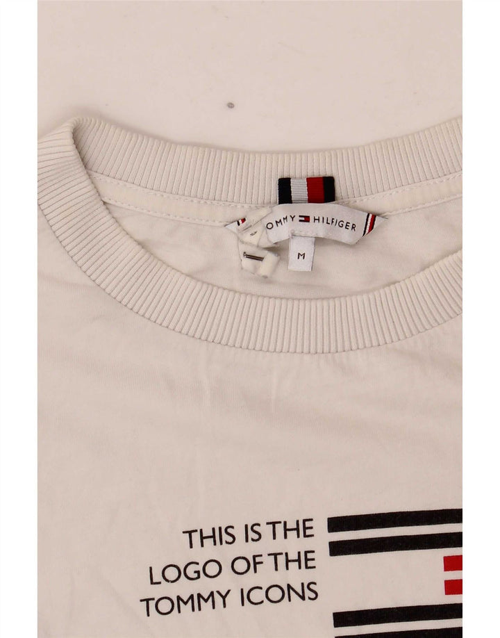 Tommy Hilfiger Camiseta feminina gráfica Top UK 14 Médio Branco