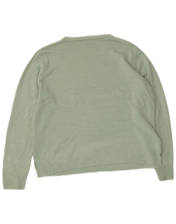 Marks & Spencer Womens Boat Neck Jumper Sweater UK 18 XL Green Acrylic