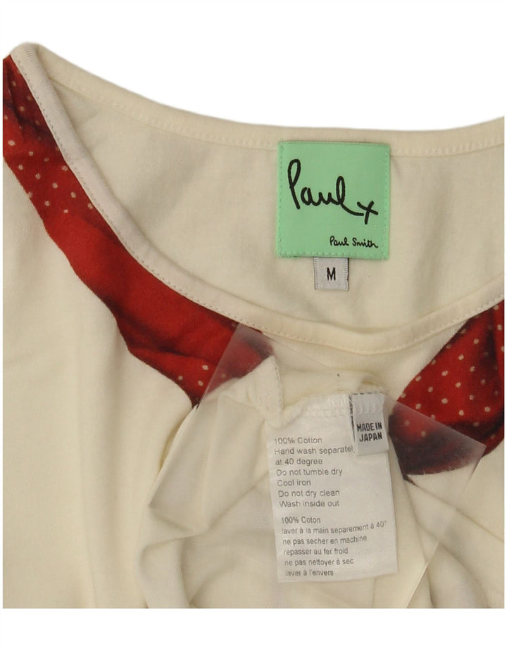 Camiseta feminina Paul Smith com estampa gráfica UK 12 algodão branco médio