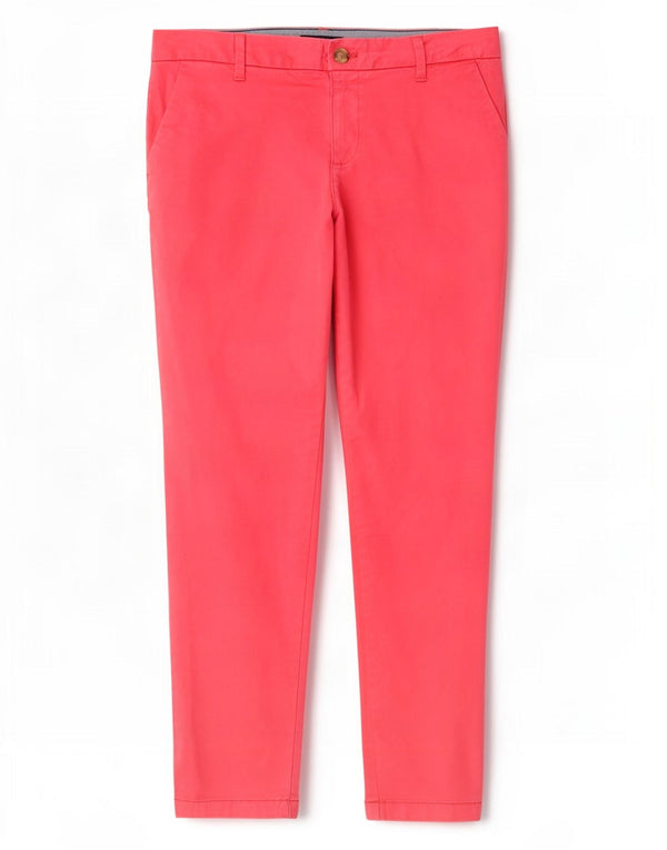 Tommy Hilfiger Calça Chino Feminina Slim EUA 8 Médio W30 L28 Algodão Rosa