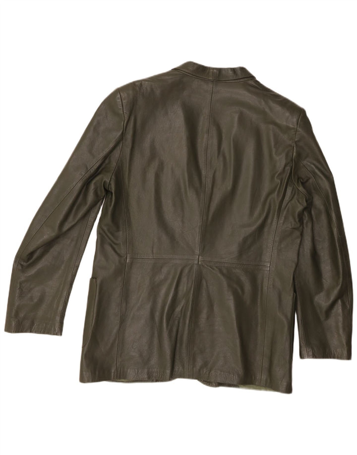 Jaqueta blazer de couro vintage masculina com 2 botões IT 52 XL couro verde