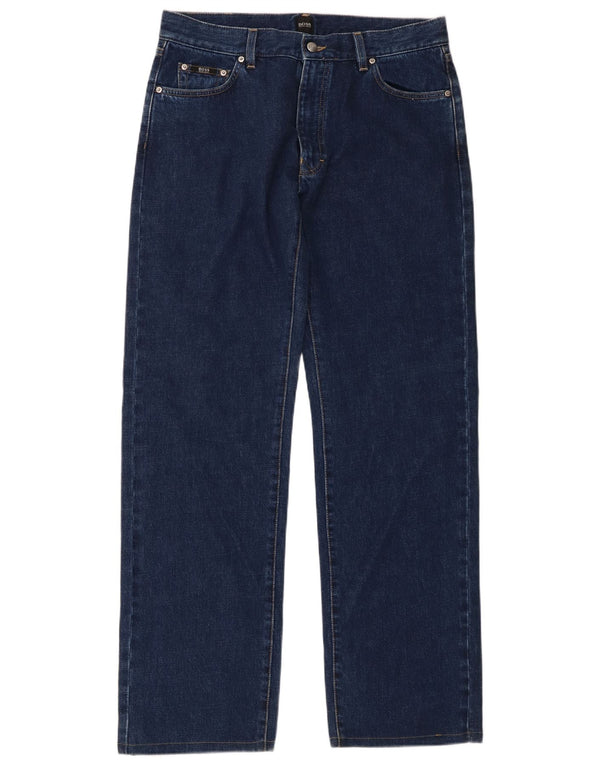 Hugo Boss Masculino Texas Straight Jeans W34 L34 Azul Marinho Algodão
