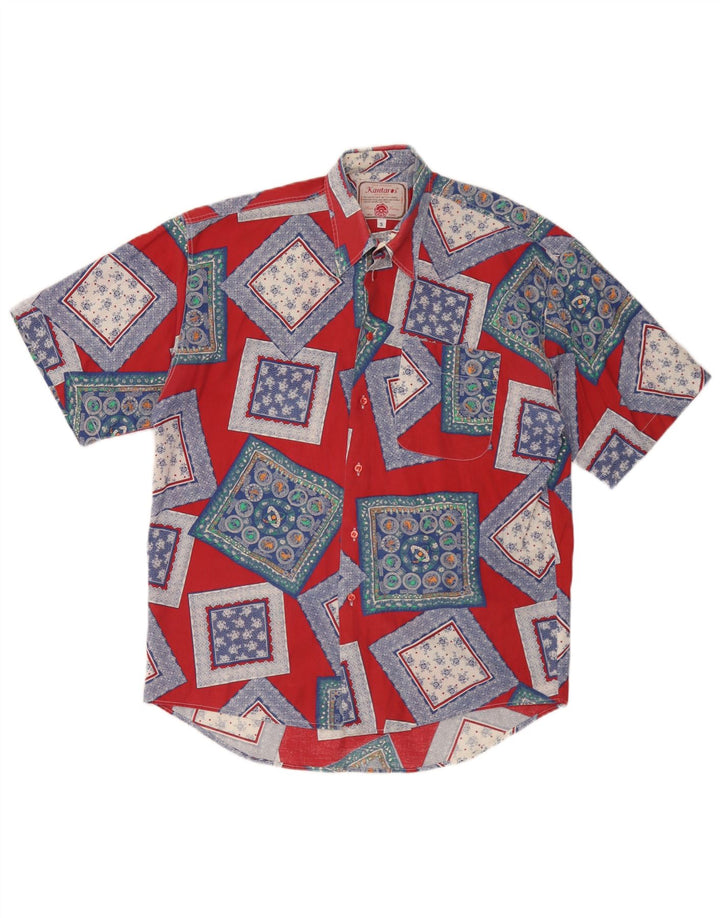 Camisa masculina de manga curta Kantaros pequena vermelha geométrica