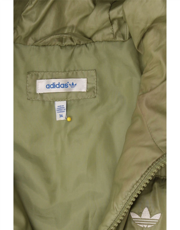 ADIDAS Womens Hooded Padded Jacket EU 36 Small Green Vintage Adidas and Second-Hand Adidas from Messina Hembry 