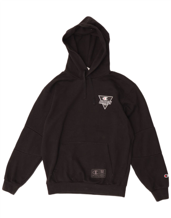Jumper com capuz gráfico masculino Champion pequeno preto poliéster