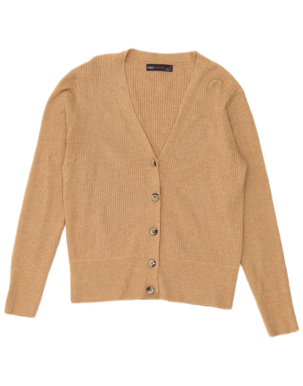 Suéter cardigã feminino Marks & Spencer Reino Unido 12 viscose bege médio