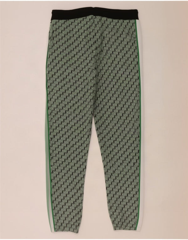 Zara Mens Treino Calça Joggers Poliéster Geométrico Verde Médio
