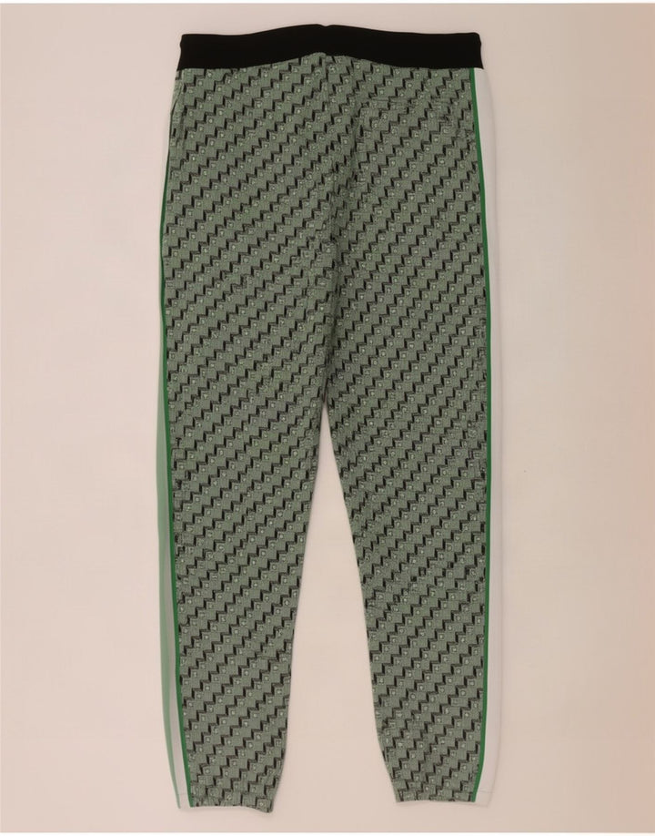 Zara Mens Treino Calça Joggers Poliéster Geométrico Verde Médio