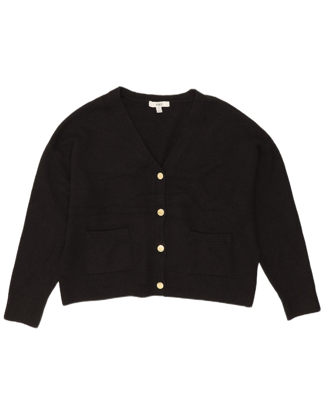 Suéter cardigã feminino grande Marks & Spencer Reino Unido 14 médio preto
