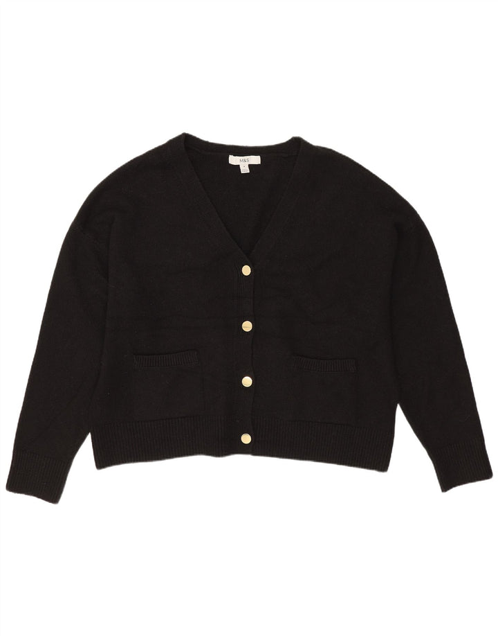 Suéter cardigã feminino grande Marks & Spencer Reino Unido 14 médio preto