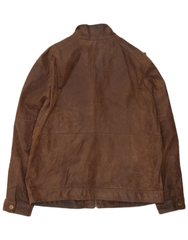 Jaqueta de couro masculina Marks & Spencer Reino Unido 42 XL couro marrom