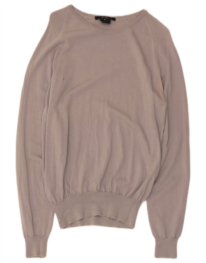 Suéter feminino Gucci com gola canoa Reino Unido 12 lã cinza médio