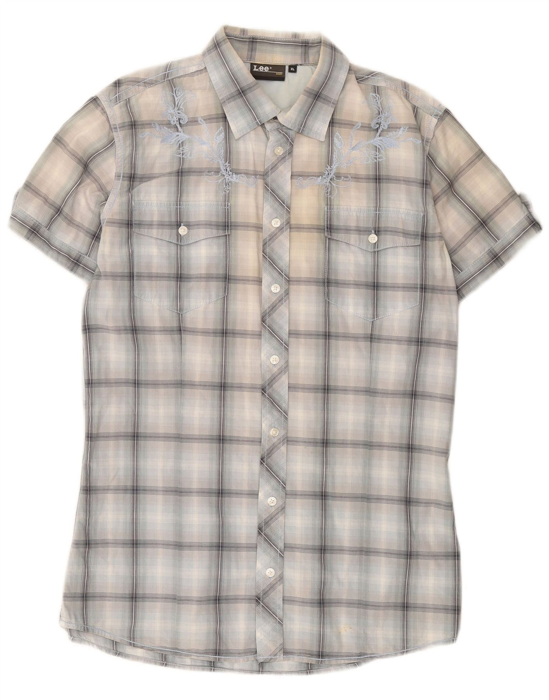 Camisa masculina de manga curta Lee XL azul xadrez