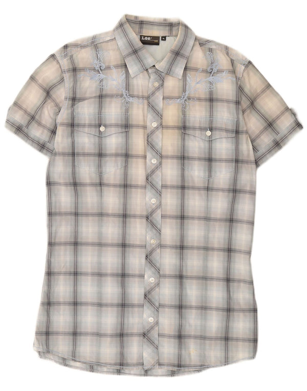Camisa masculina de manga curta Lee XL azul xadrez