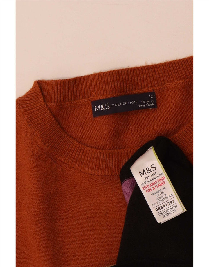 Suéter feminino Marks & Spencer com gola redonda Reino Unido 12 médio multicolorido