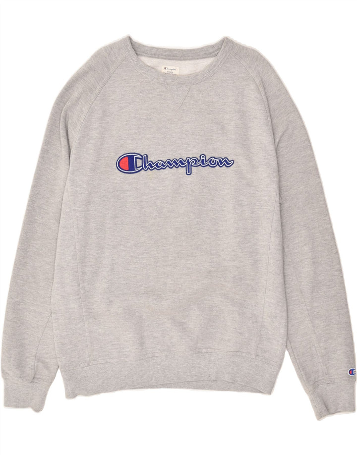 CHAMPION Mens Graphic Sweatshirt Jumper XL Grey Cotton Vintage Champion and Second-Hand Champion from Messina Hembry 